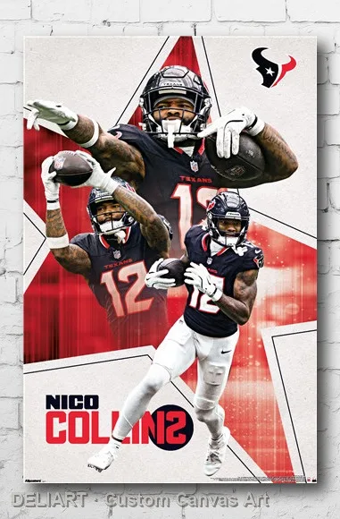

HOUSTON TEXANS - NICO COLLINS 25 Canvas Poster Custom Size Available Room Decoration Home Decor Wall Art
