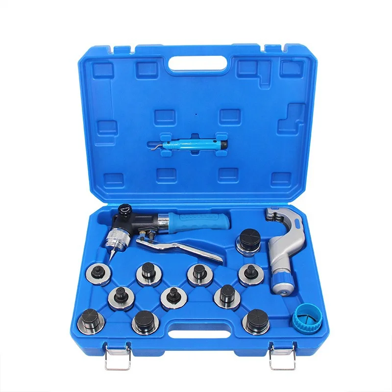Manual Hydraulic Tube Expander, Copper Pipe Flaring Tool Kit, Full Set Standard HVAC Refrigeration Repair Tools for AC Pipe