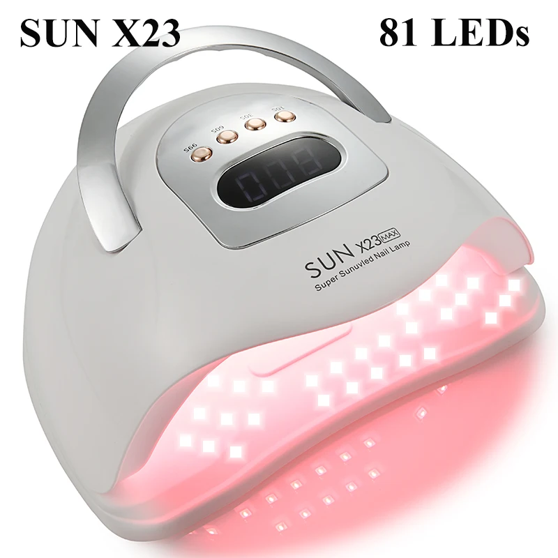 Sun x23max uv led nagel trocknungs lampe 380w profession elle uv nagel trockner licht für gel nägel 81 perlen maniküre lampe mit auto senor