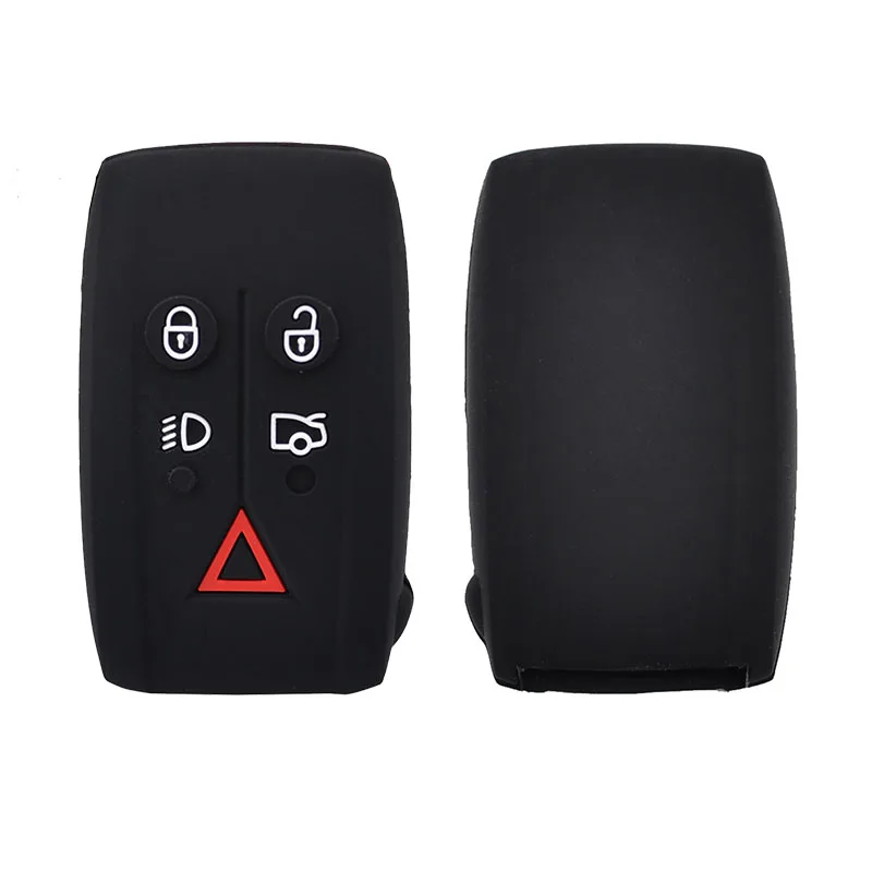 Silicone Case Cover Key Remote Fob Shell For Jaguar XF XK XKR XK8 XJ8 X-Type S-Type Keyless Holder 5 Buttons Car Protector Chain