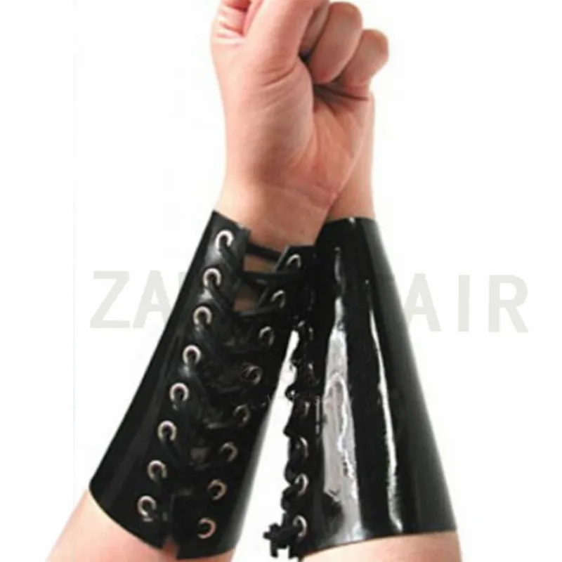 Sexy Lingerie Handmade 1.0mm thickness Latex Club Wear Unisex Women Men Short Wrister Gloves Wristband Bracer Fetish Uniform