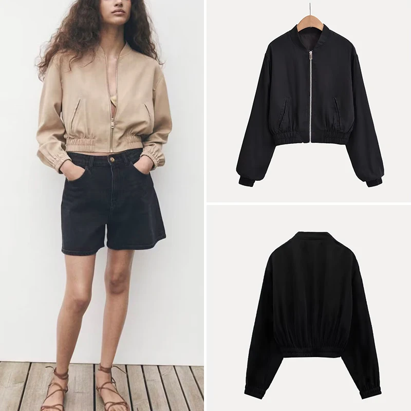 

Loose ort Pilot Jaet Women's Spring 2025 Street Sle Stand Collar Outerwear Z Polyester Fiber 00%