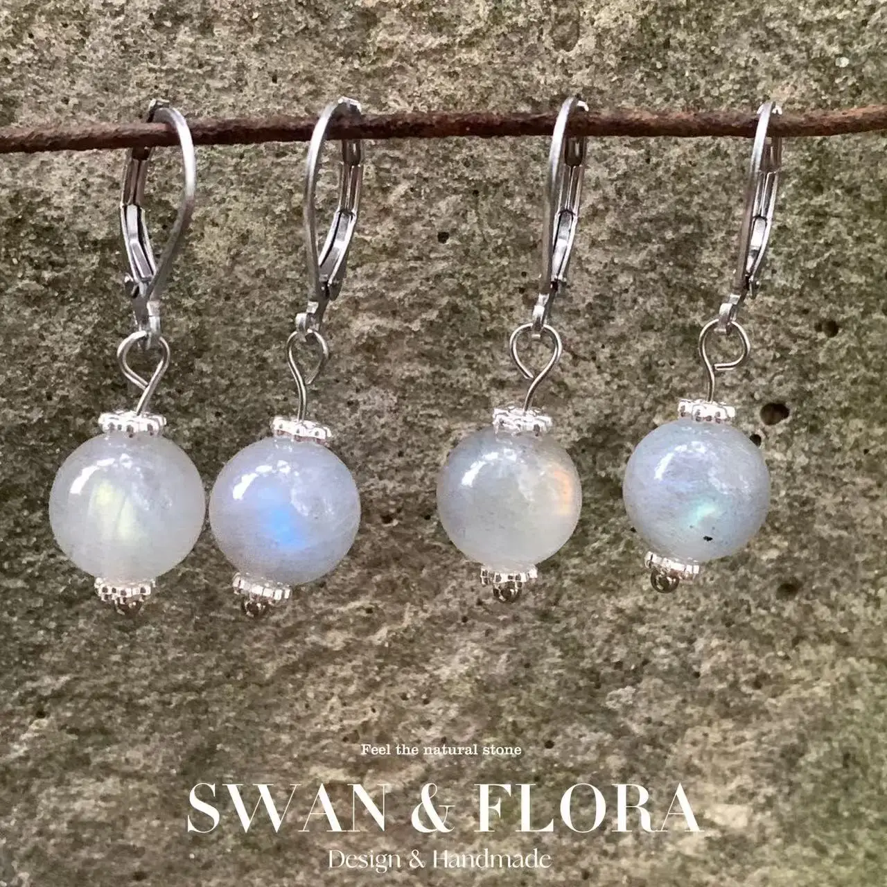 

Natural Moonstone Earrings Silver 925 Hanging Earrings Labradorite Original Gemstone Women High Quality Jewelry Design Handmade