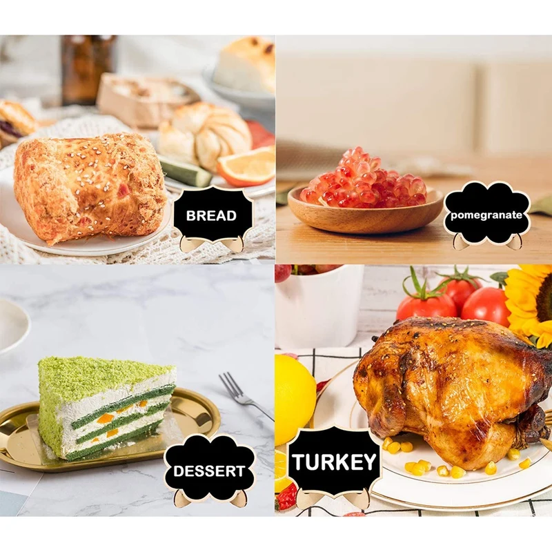 20 قطعة من ملصقات السبورة الخشبية الصغيرة مع حامل حامل داعم لحفلات أعياد الميلاد ملصق الطعام رقم الطاولة لوحة الرسائل