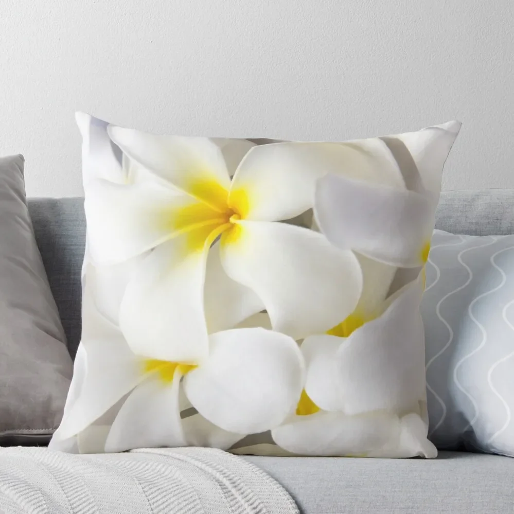 

White Plumeria Tropical Frangipani Flowers Throw Pillow Sofa Cushions Covers Pillowcases Cushion Covers Sofa