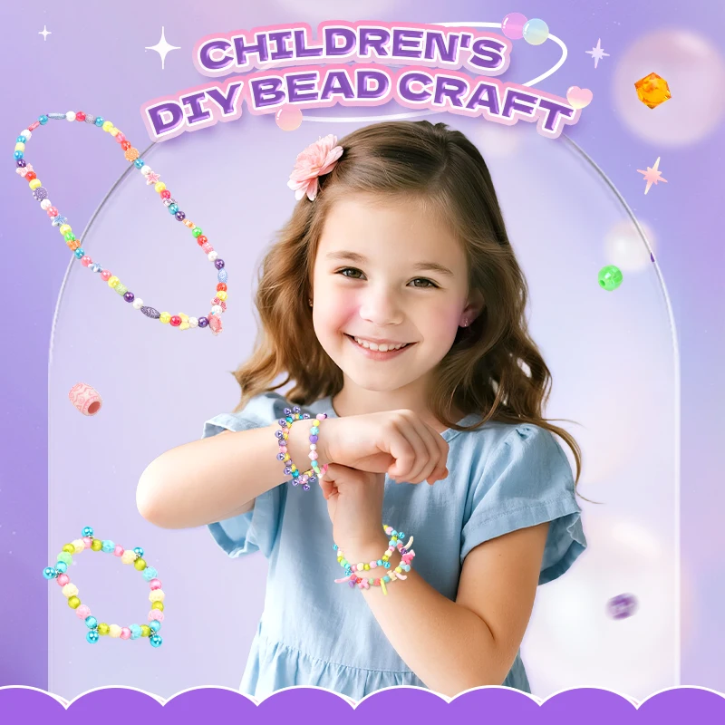 

Children's Handmade Beaded DIY Handmade Bracelet Necklace Ornaments Accessories Colorful Beads Educational Toys For Girls Gifts