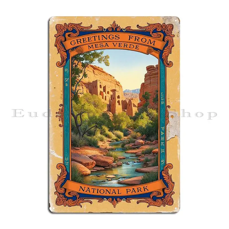 Mesa Verde National Park Postcard Vintage Retro Travel Vintage Metal Sign Plaques Club Iron Decoration Rusty Tin Sign Poster