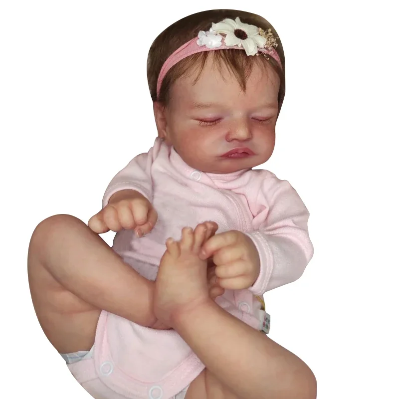 45cm Cotton Body or Full Vinyl Girl Body  Reborn Sleeping Rosalie with Hand Rooted Hair