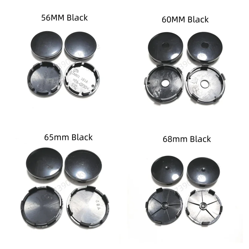 

4pcs Car Black Silver Wheel Hub Center Caps 56mm 60mm 65mm 68mm Rim Cover No Logo Badge Universal Exterior Styling Accessor