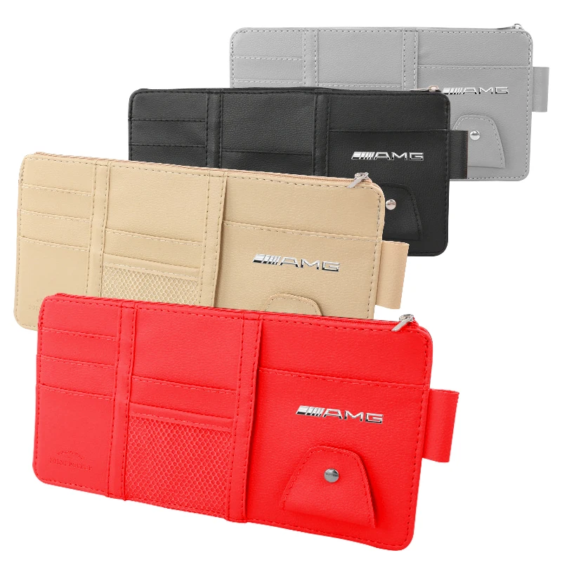 Car Goods Sun Visor Organizer Multi-Pocket Glasses Clip Car Storage Bag Stickers For Mercedes Benz GLA CLA GLK GLE CLS ML GL A