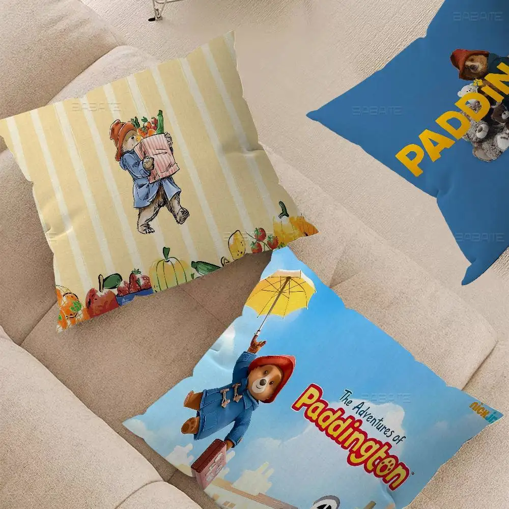 

P-Paddington Bear Cushion Cover Inches Farmhouse Decor Home Throw Pillow Covers for Couch Decorations