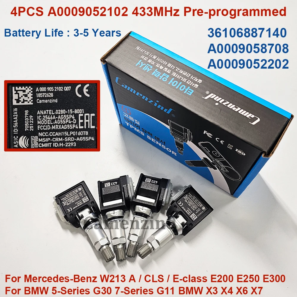 4PCS 433Mhz Tpms Se…
