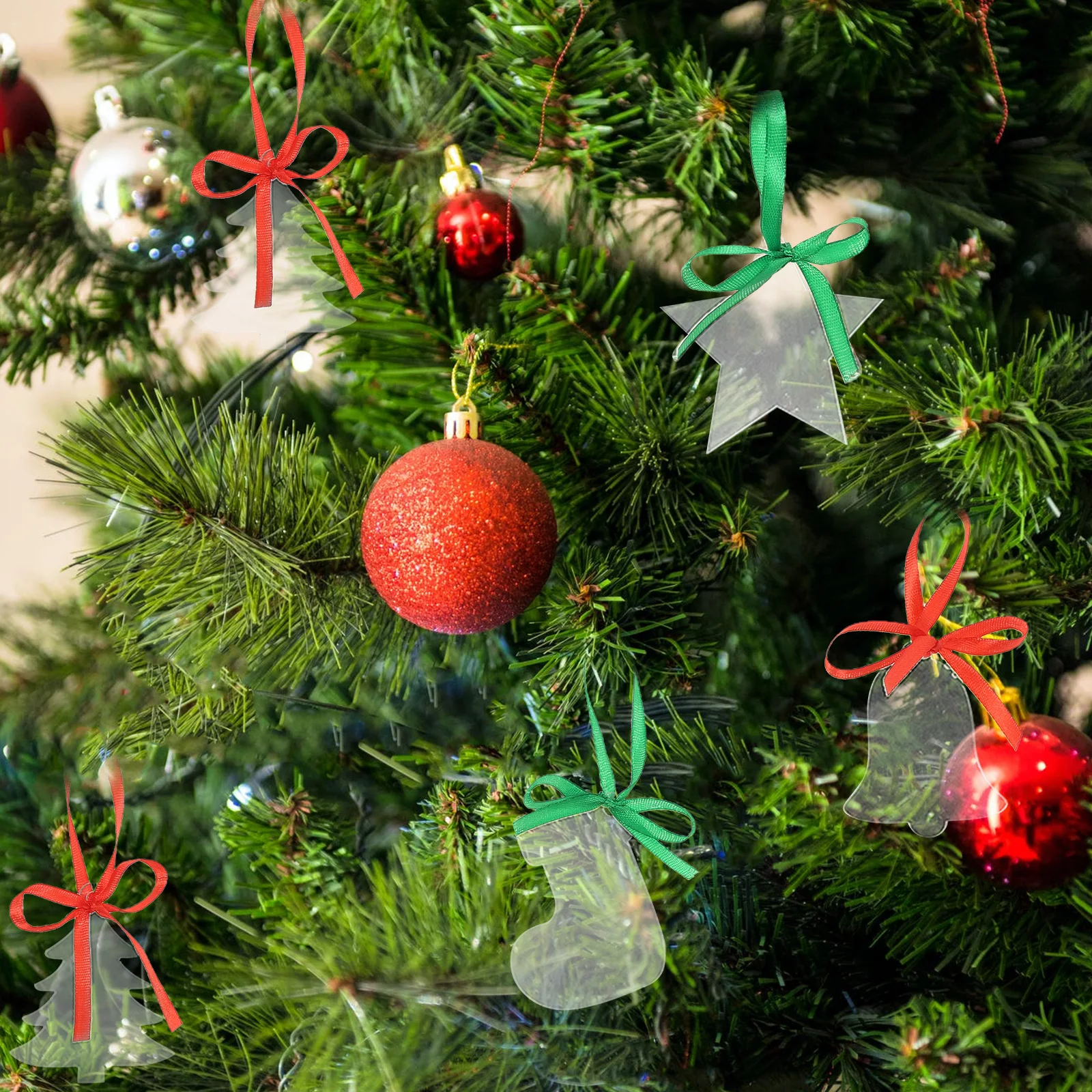 

Shatterproof Acrylic Christmas Ornaments Colorful Pendant Transparent Party Decorations