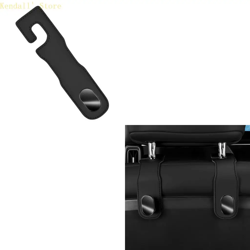 3XUB Car Purse Hook for Headrest Posts with Leather-Look Wrap for Back Storage and Everyday Driving Carry Use in