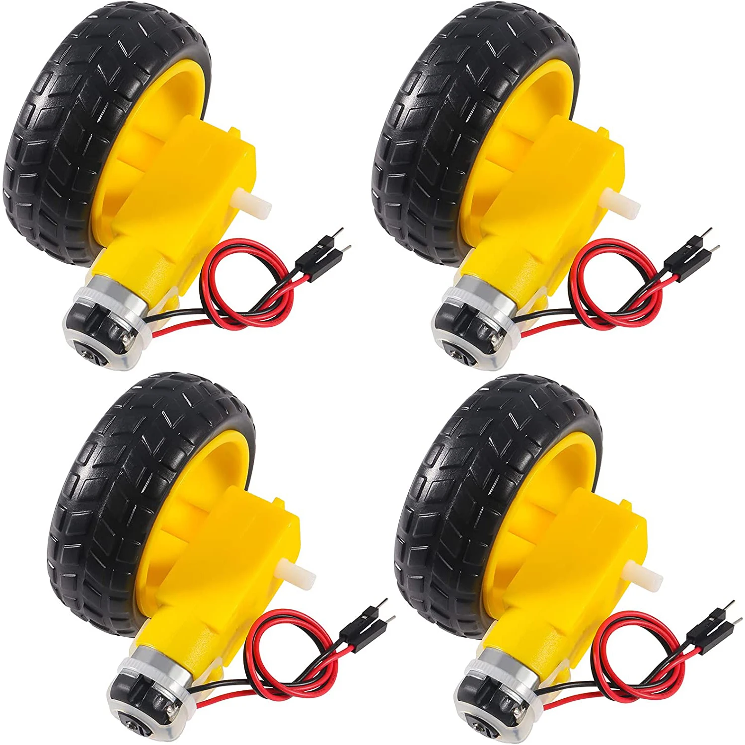 4Pcs/Set Electric Gearbox Dual Shaft Geared DC TT Motor Tire Tyres Wheel DC 3-6V for Arduino Smart Car TT Motor Wheel Set