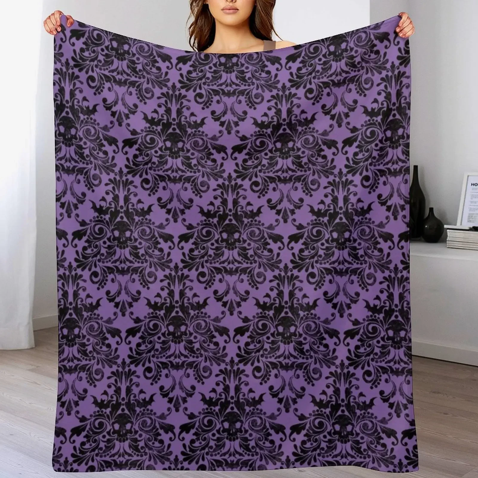 

Skull Damask Pattern Throw Blanket Weighted valentine gift ideas Luxury St Decorative Throw Blankets