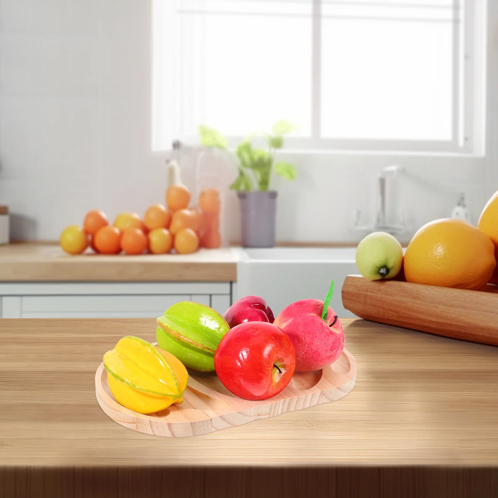 

Halloween Pumpkin Shaped Wood Tray Divided Serving Platter Snack Plate Fruit Tableware Festive Tray