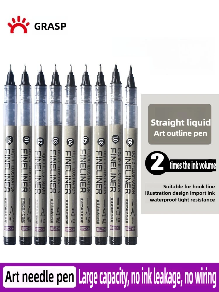 

Direct Liquid 9 Tip Pigment Liner Micron Ink Marker Pen for Manga Draw Sketching Needle Hook Line Pen Art Supplies Stationery