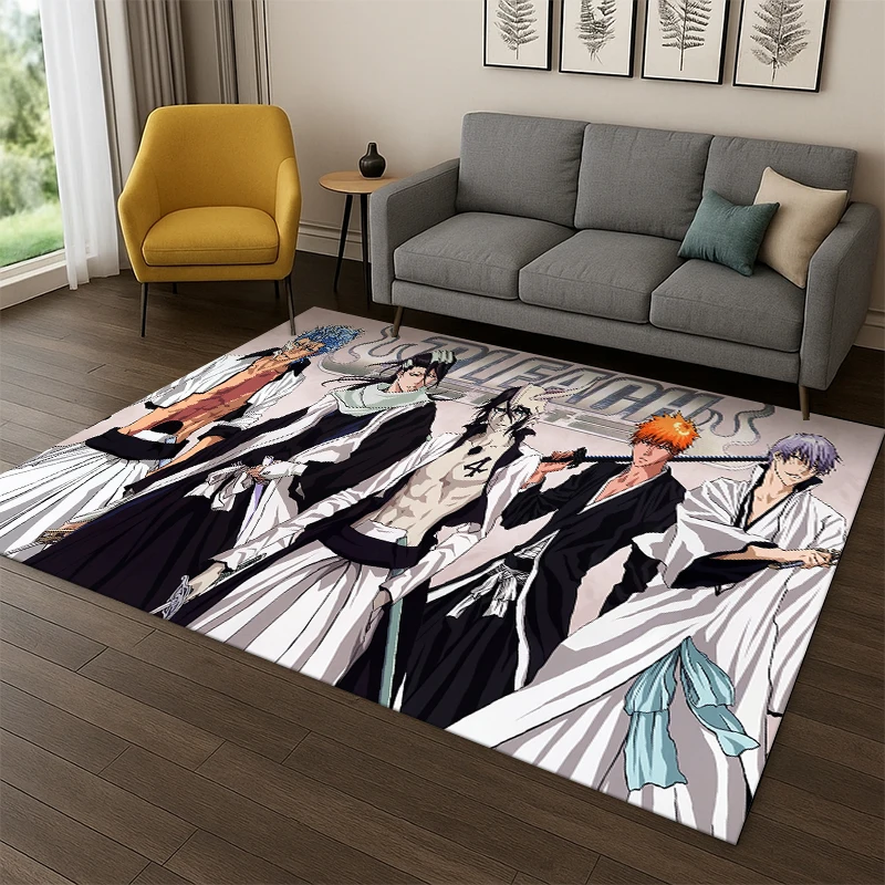 Retro Bleach Anime Kurosaki Ichigo Cartoon Carpet Rug for Bedroom Living Room Sofa Doormat Home Decor,Kid Area Rug Non-slip