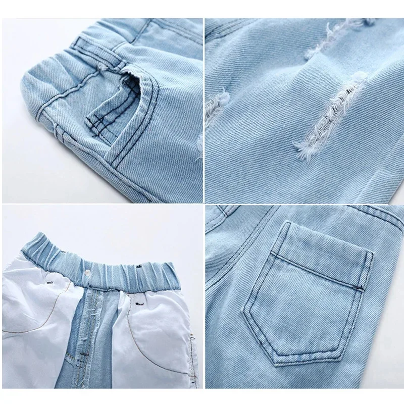 Pantaloncini estivi da ragazzo Jeans Casual in Denim per bambini pantaloni al ginocchio per bambini pantaloni strappati moda infantile pantaloncini