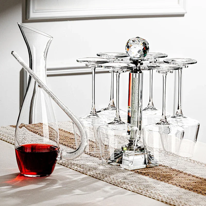 High-end crystal glass light luxury high-end Portuguese diamond wine cup decanter set