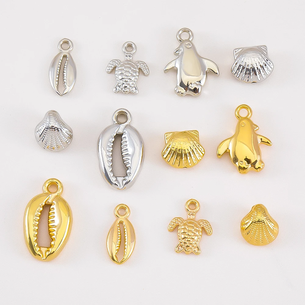 

20pcs/Lot CCB Plastic Marine Animals Charms Qenguin Shell Turtle Pendants For DIY Necklace Bracelet Earrings Jewelry Accessories