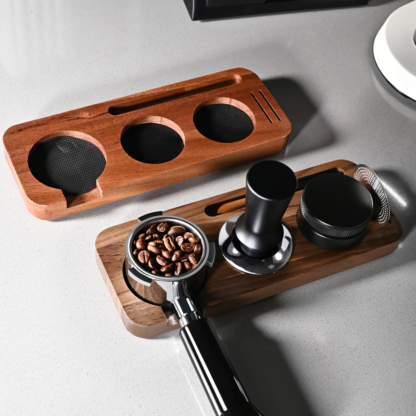 For 51 54 58MM Espresso Accessories Barista Coffee Tamper Mat Station Stand Portafilter Holder Support Base Beech Walnut Wood