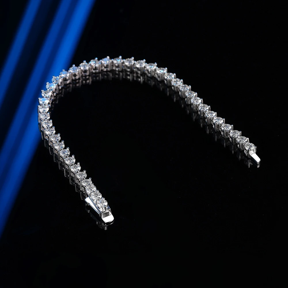 2.5/3mm D‑Color Three‑Prong Setting Full Moissanite Tennis Bracelet for Women Men,GRA Certified,925 Sterling Silver Lab‑Created Diamond Wrist Chain,Fine Wrist Jewelry for Party Anniversary Birthday Holiday Gift Accessories