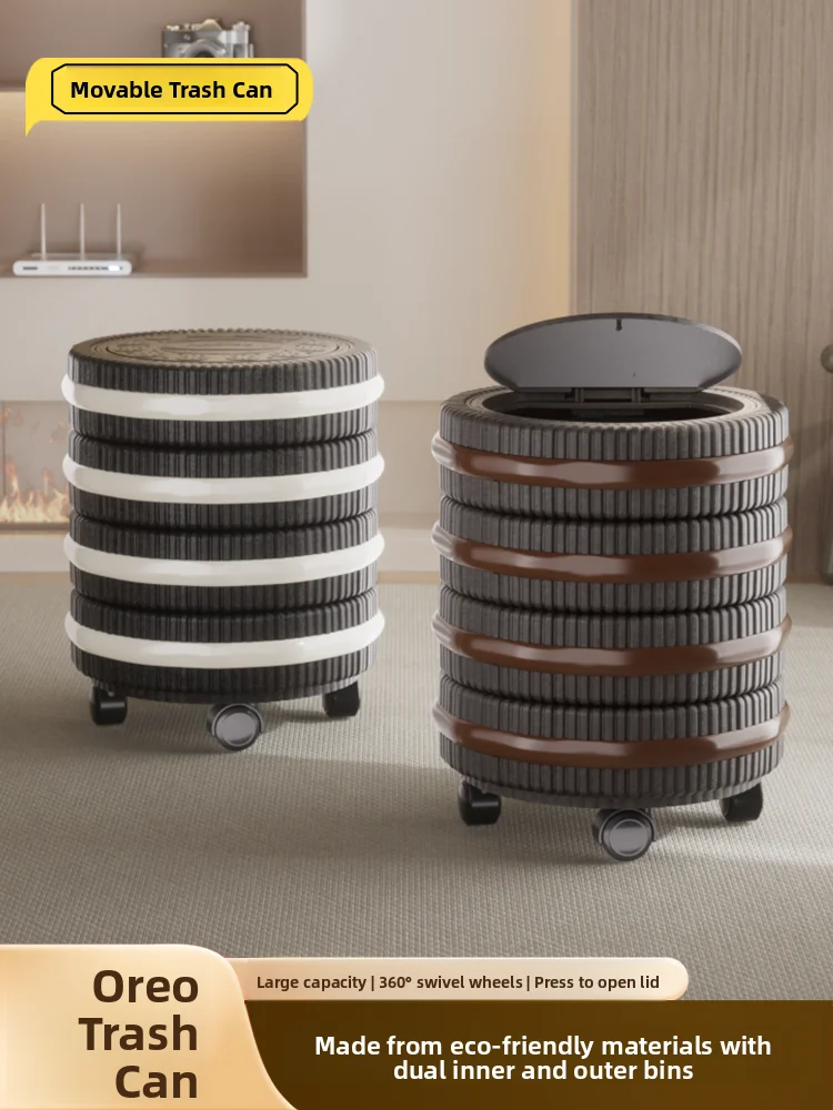 

Large Capaci Creative Kitchen Batoom Living Room Tra Can Home Use with Lid Mobile High End Luxury Garbage Bin