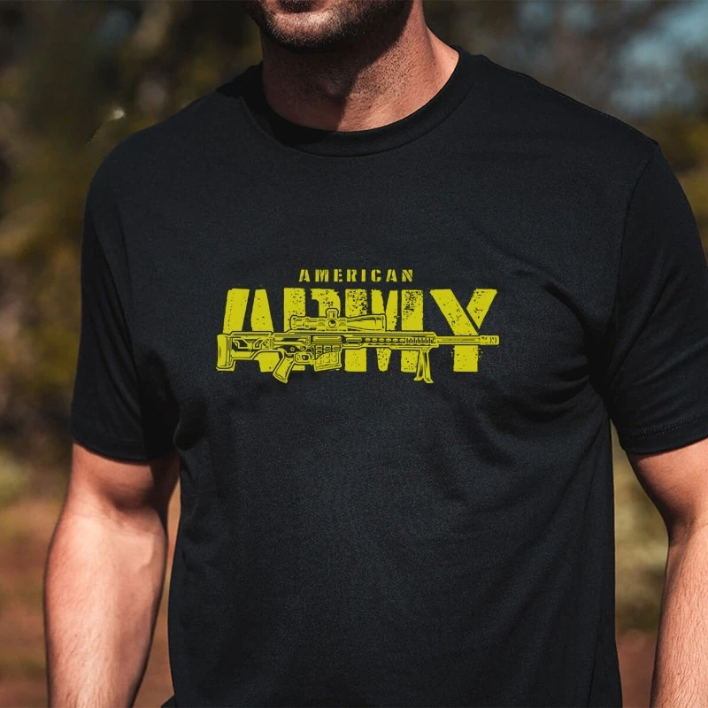 2026 Summer New Product - ARMY Military Style - Sniper Print Model - Round-neck Short-sleeved T-shirt - Tough Guy Men's Clothing