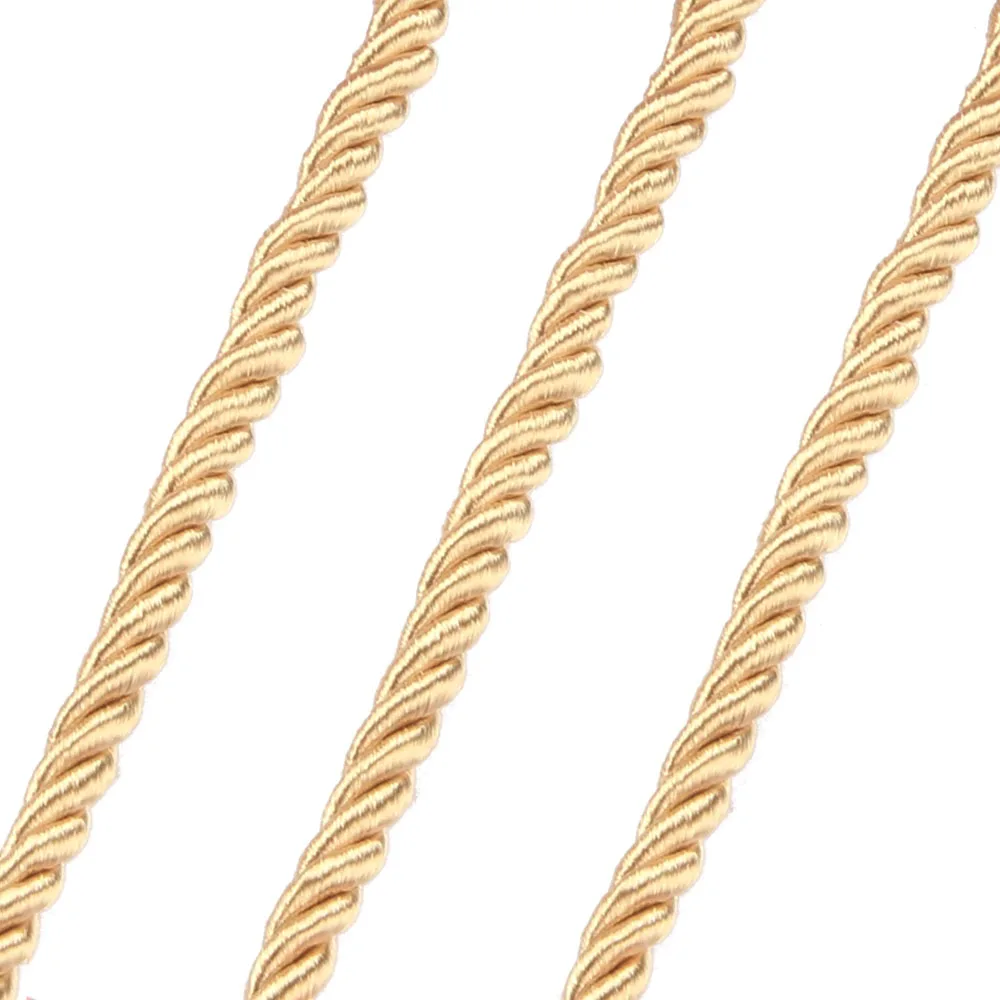 HedongHexi 5Yard/Bag Braided Twisted Silk Rope 6mm Diameter Soft Solid Braided Twisted Ropes Decorative Macrame Cord Trim Lace