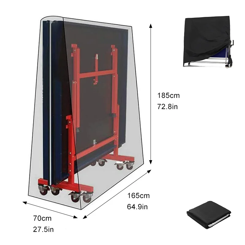 Asfrode Tafeltennistafel Hoes – 210D Waterdicht Oxford – 165x70x185 Cm – Voor Binnen En Buiten – Weerbestendig Met Trekkoord – Incl. Opbergtas