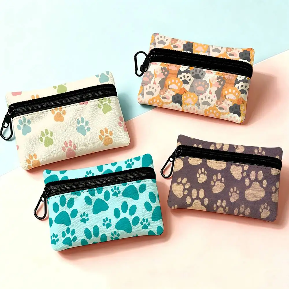 Lovely PET Personalized Paw Oxford Cloth Zipper Wallet Multifunctional Hanging Coin Bag For Credit Cards Keys Coins Earbuds