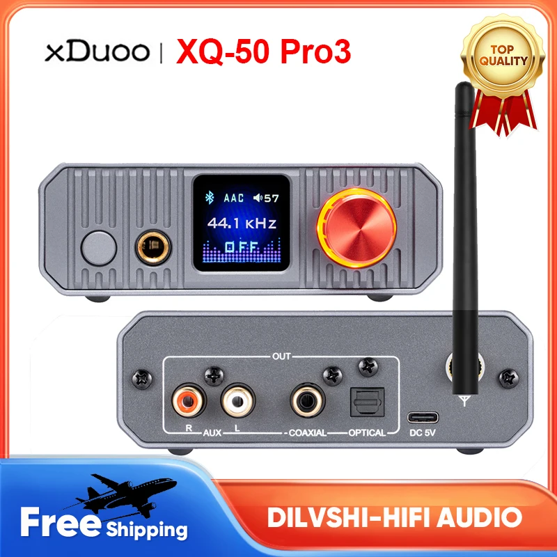 XDUOO XQ-50 PRO3 Bluetooth 5.1 Audio Converter HiFi Digital Headphone Amp 360mW CS43131 DAC Coaxial Optical AUX Output EQ