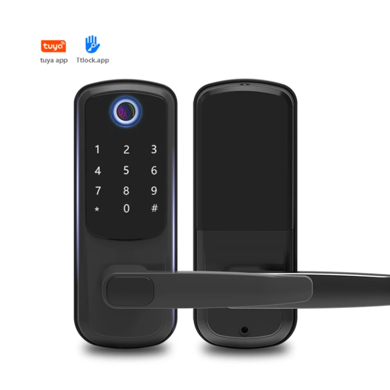 SMT Smart Door Lock Steel Door Optical Fingerprint Sensor Tuya App Control Password/Card/Key Access Aluminum Alloy Metal Cloud