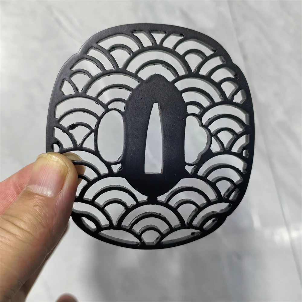 Black Steel Iron Tsuba Guard For Japanese Sword Samurai Katana HandGuard Fittings