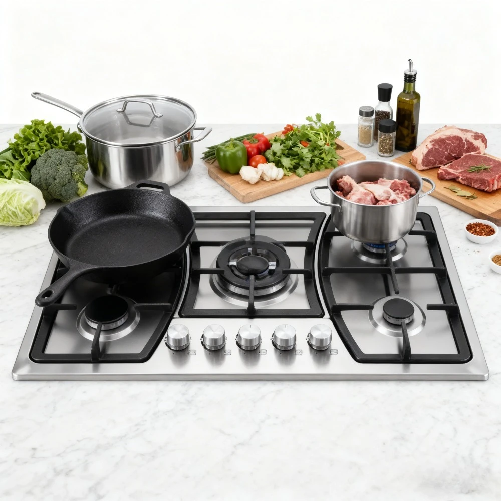 

5-Burner Stainless Steel LPG Gas Stove | Household High-Efficiency Cooking Hob | Safe, Durable, Easy to Maintain