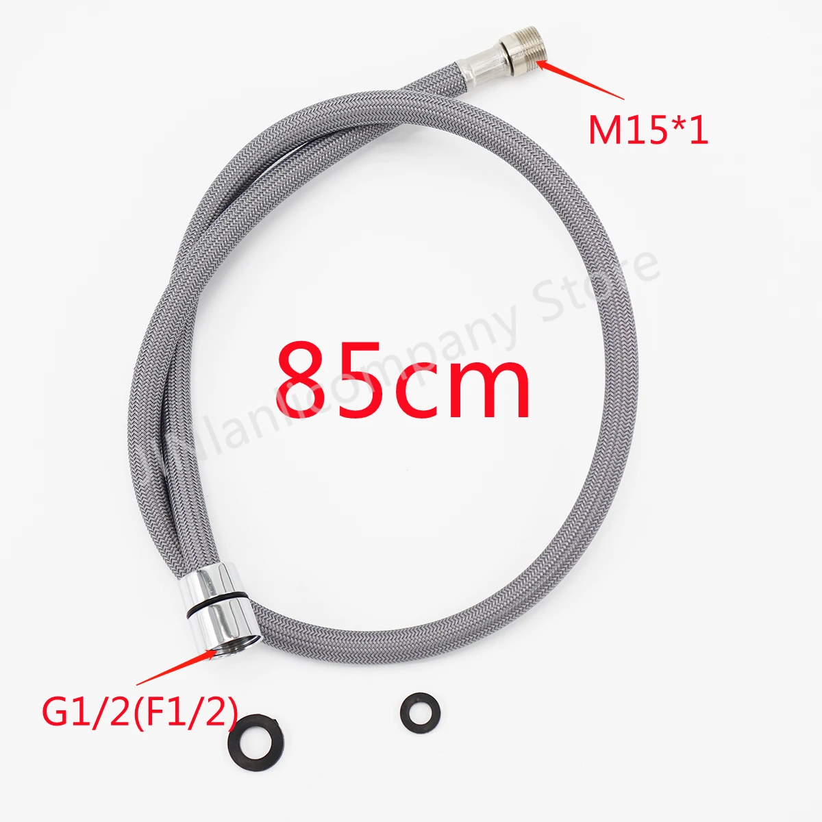 F1/2 M15*1 Replacement Faucet Hose Pull Out Hose Nylon Hose Tube Gray/Black Shower Kitchen Accessories 50/60/85/150/180/300cm view 4