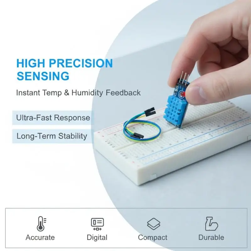 DHT11 Digital Temperature Humidity Sensor Module Single-Bus Customizable Cable for Raspberry Pi DIY Development Projects