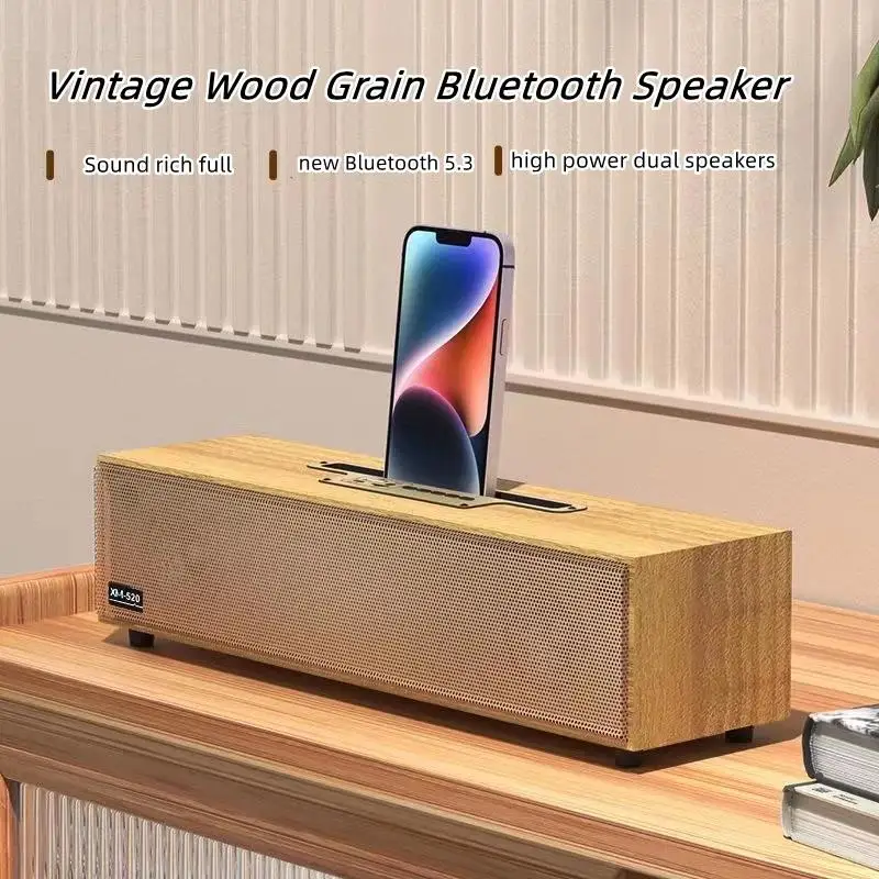 Wooden FM Radio, Multifunctional Desktop Bluetooth Speaker, Retro Computer Speaker,Subwoofer, Echo Wall, Caixa De Som AUX \ TF