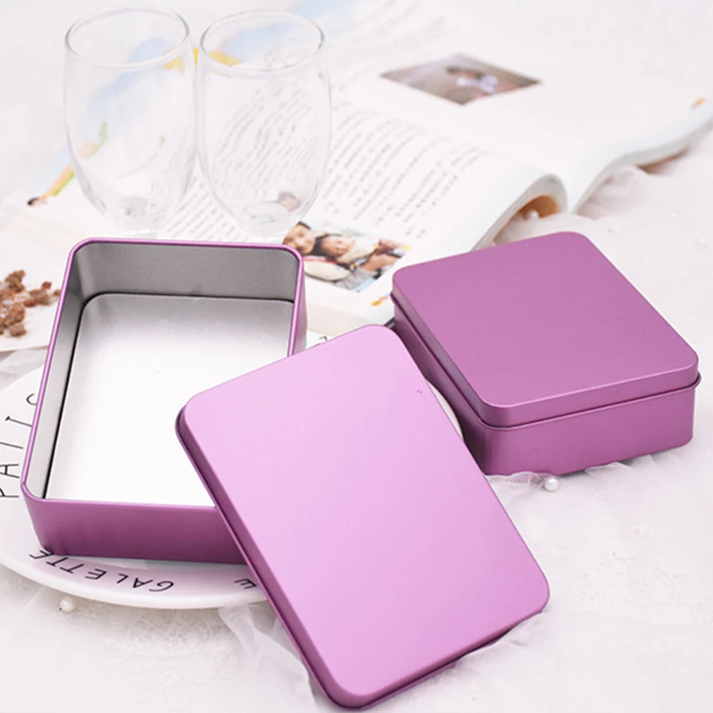 Tinplate Box Sticker Storage Box Photocard Storage Case Jewelry Box Candy Pill Cases Square Container Tin Box Colorful Case