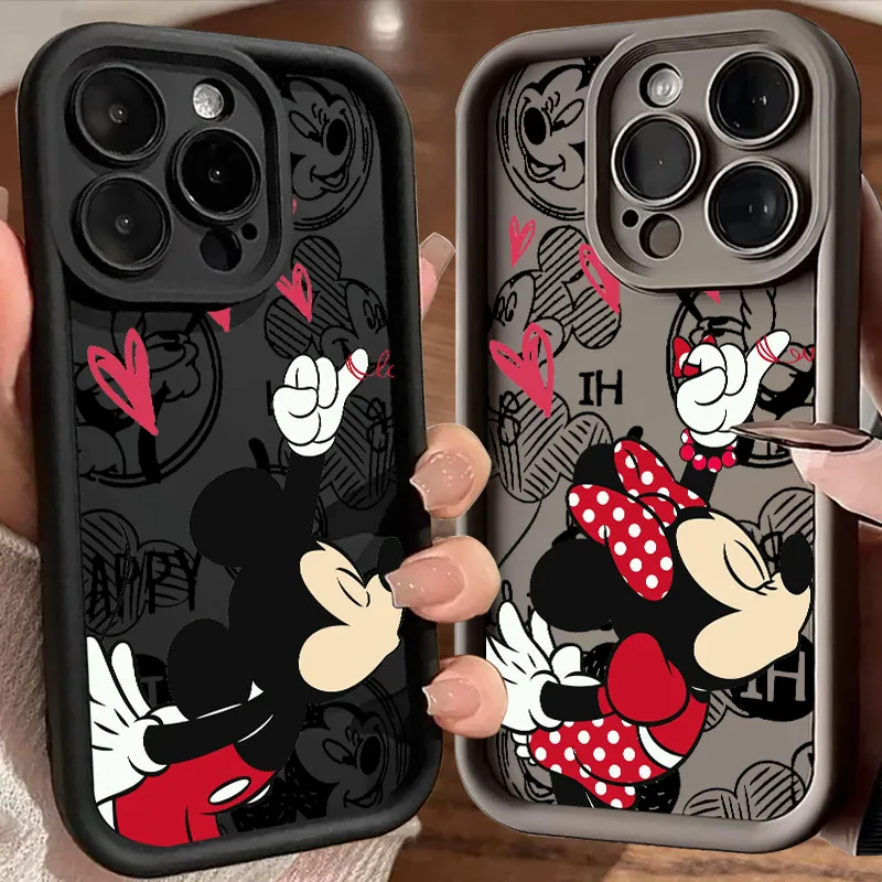 

Disney Minnie Mickey Mouse Love Phone Case For iPhone 17E 11 12 13 14 15 16 17 Pro Max Fundas 17 Air Plus 16e 13 Mini Back Cover