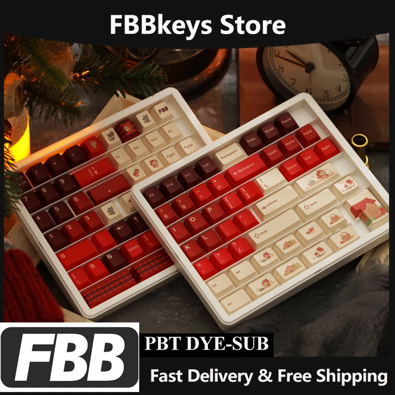 

FBB Keycaps Little Red Hood Theme PBT MX Switches For Mechanical Keyboard Keycap DIY Cute Gifts for Women Girls Lovers Friends