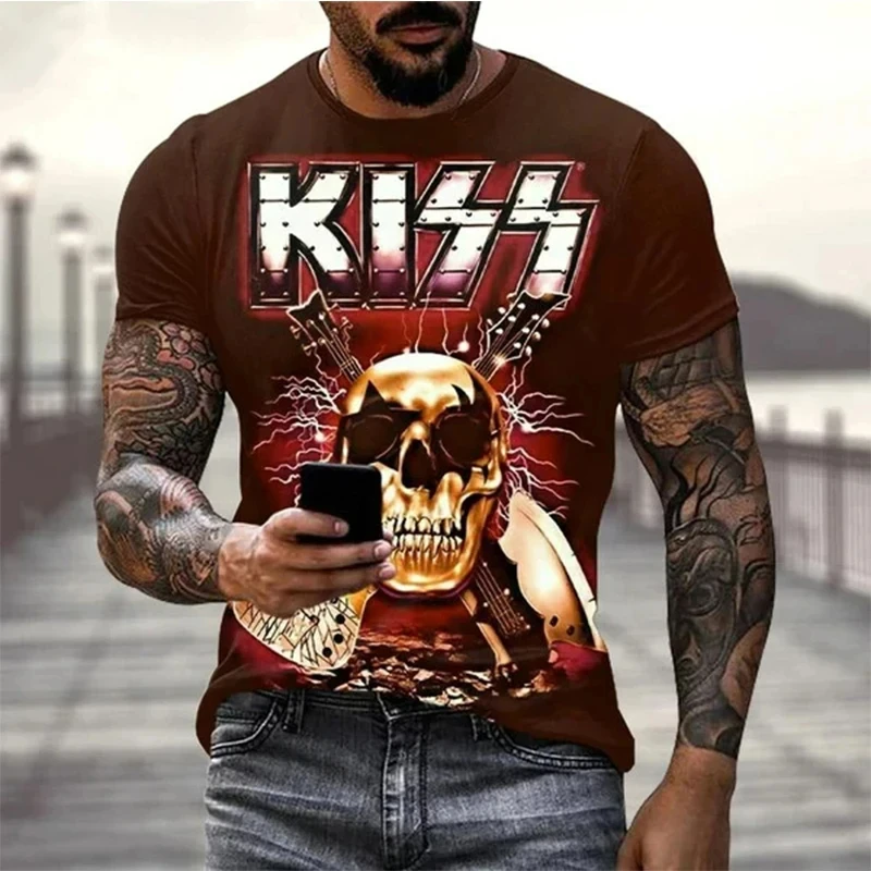 2024 Popular Heavy Metal Rock Band KISS Printed Men\'s T-shirts 3d Summer Hip hop Tee Shirt Fashion Unisex Short sleeve Kids Tops