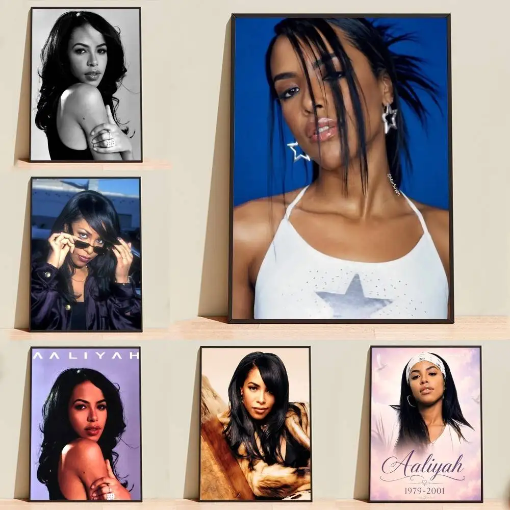 Baby Girl A-Aaliyah 90S-POP  Poster High Quality Dorm Living Room Aesthetic Wall Decoration Painting Stickers Gift