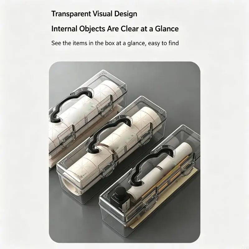 Transparent Brush Tool Storage Box Artistic Supply Organizers With Handle For Easy Organization & Carrying F19E