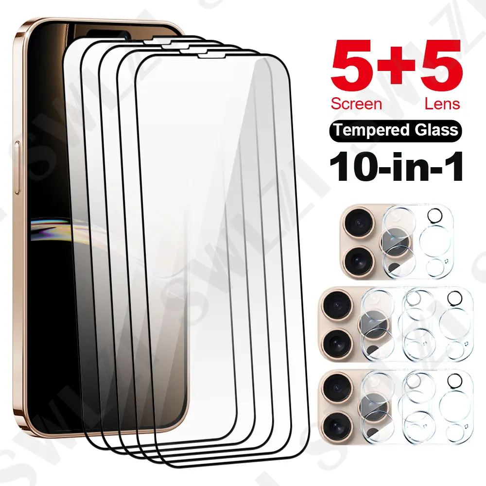 10in1 Full Cover Camera Protector For iPhone 16 15 Glass smartphone protective film 14 Plus 13 12 tempered glass Camera Lens 11