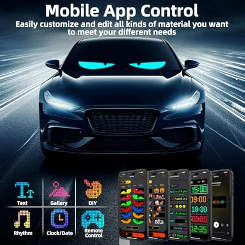 

Светодиодная матричная пиксельная панель, приложение Bluetooth, 5 В, USB-управление, прокрутка, реклама, светодиодный автомобильный знак, анимация, программируемый для автомобиля, Sho