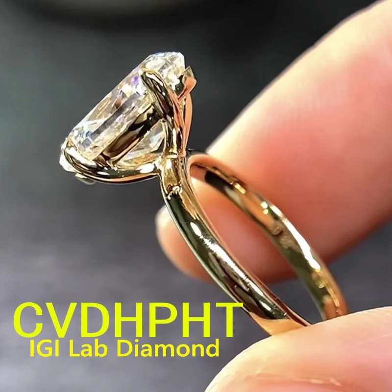 Luxury Soild 14K Yellow Gold RingIGI Lab Growing Diamond Ring Oval shape D Color 3Ct wedding ring