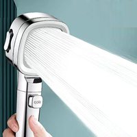 New High Pressure Shower Head with Stop Button 4 Modes Adjustable Water Saving Nozzle Rainfall Showerhead Bathroom Accessories